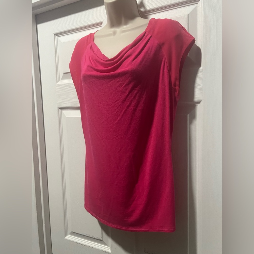 ANTONIO MELANI Fuchsia Drape Neck Blouse